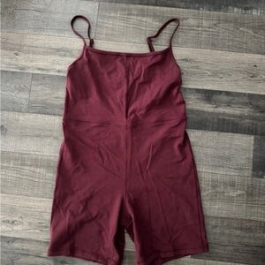 Aritzia Wilfred Burgundy strap short jumpsuit